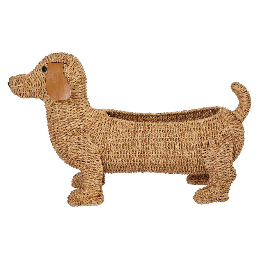Hand-Woven Dog Basket w/ Leather Ears