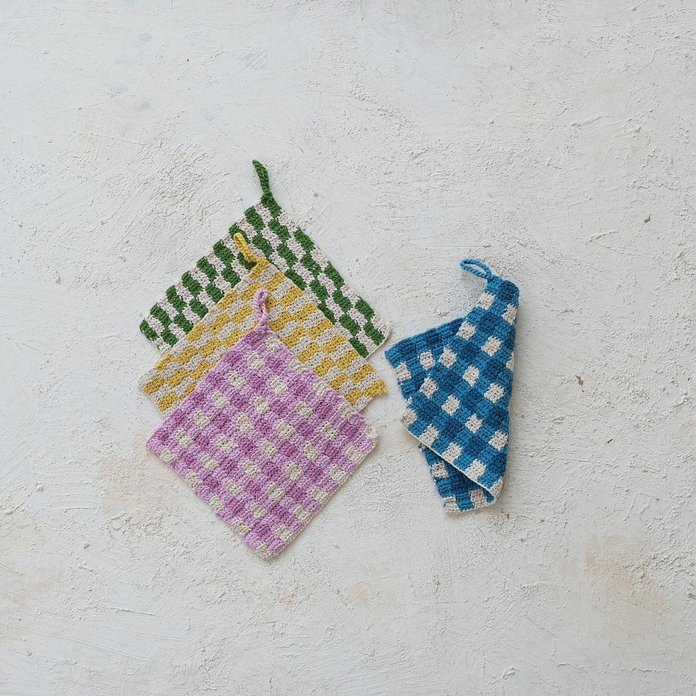 Thumbnail: Cotton Crocheted Plaid Pot Holder