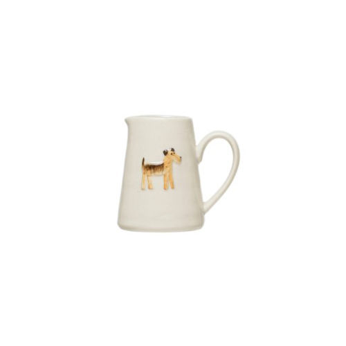 Thumbnail: Hand-Painted Cat/Dog Stoneware Creamer