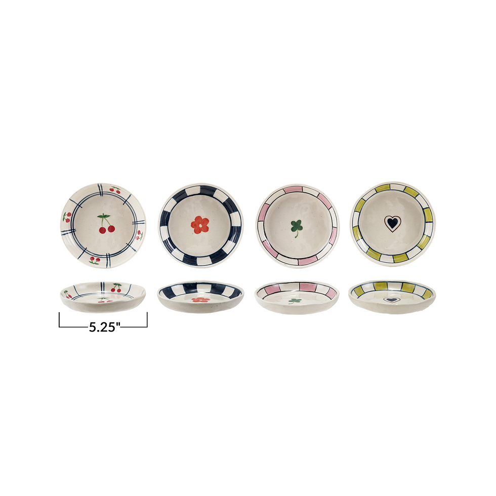 Thumbnail: Hand-Painted Stoneware Dish with Pattern