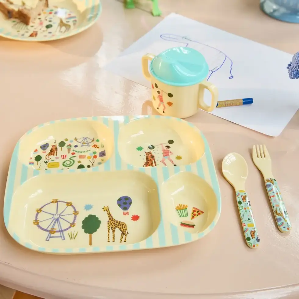 Thumbnail: Baby Dinner Set Gift Box - Fun Fair Print
