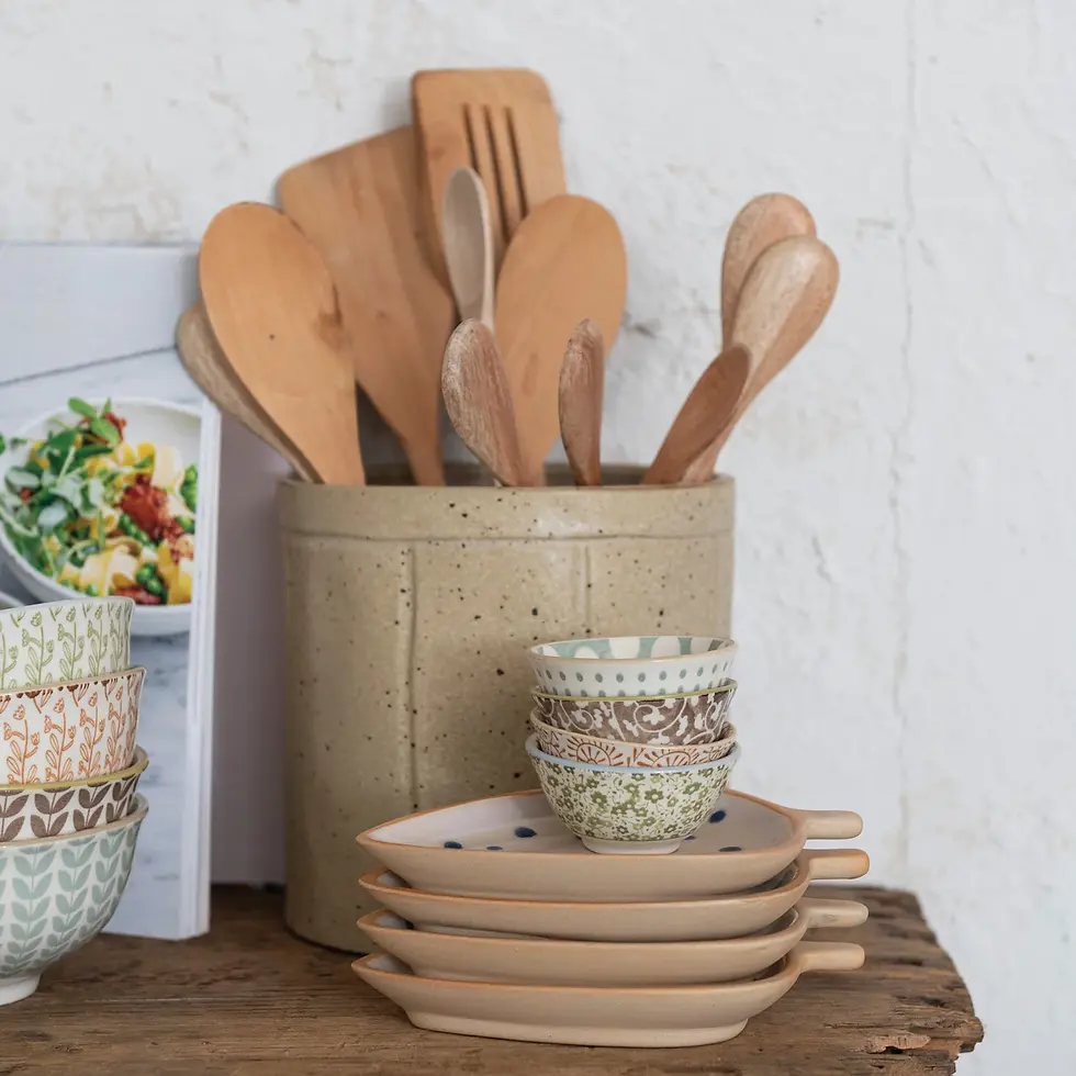 Thumbnail: Stoneware Pinch Pot w/ Pattern - Set of 4