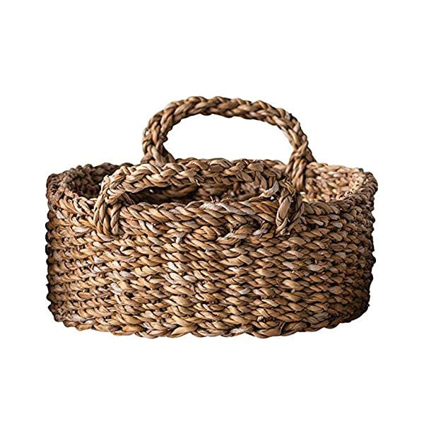 Creative Co-op Oval Natural Woven Seagrass Handles
