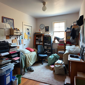 Show me a room with to little space due to it being messy and to much stuff.jpg
