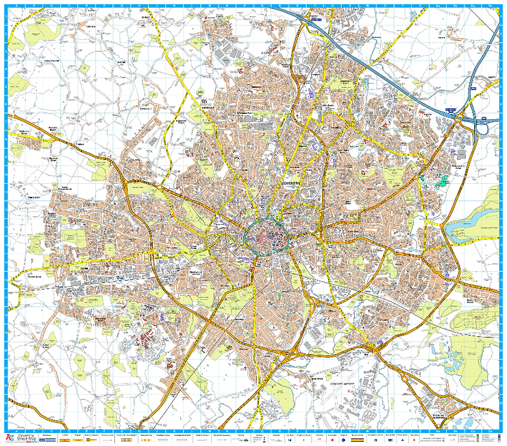 A-Z Maps Coventry map sample