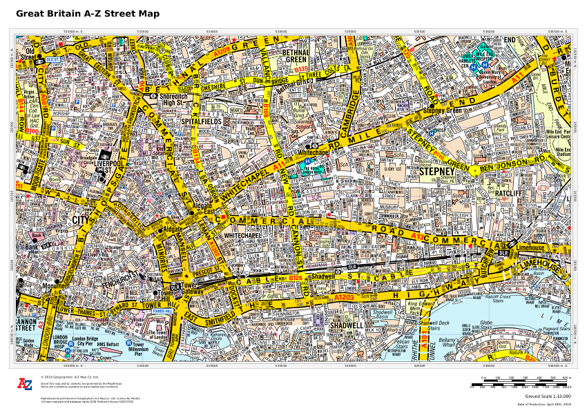 A-Z Maps Street map sample
