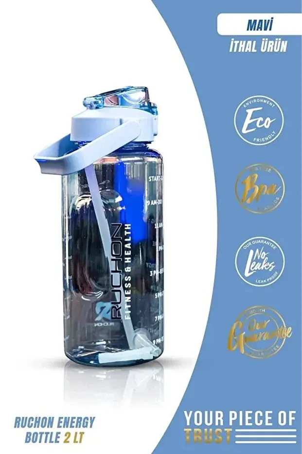 Küçük resim: 2L Büyük Boy Sporcu Matara – Motivasyon Yazılı Tritan Suluk