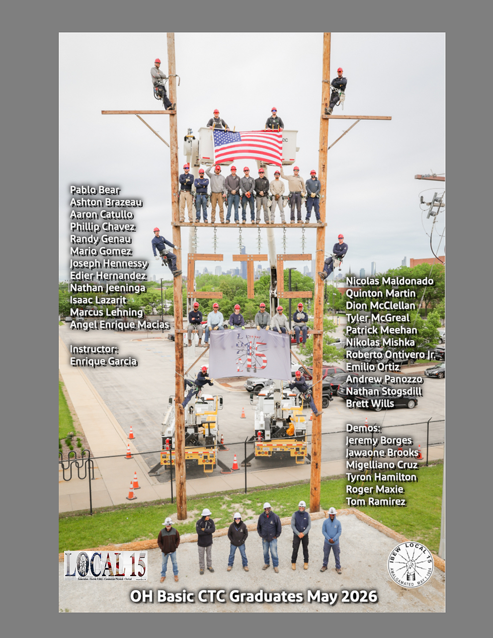 Chicago Training Center Graduates: Brett Wills, Andrew Panozzo, Tyler McGreal, Ashton Brazeau, Angel Enrique Macias, Randy Genau, Mario Gomez, Joseph Hennessy, Quinton Martin, Nikolas Mishka, Emilio Ortiz, Aaron Catullo, Phillip Chaves, Edier Hernandez, Nathan Jeeninga, Isaac Lazarit, Nicolas Maldonado, Patrick Meehan, Roberto Ontivero Jr, Nathan Sogsdill, Pablo Bear, Marcus Lehning, and Dion McClellan.