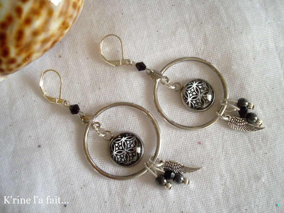 Miniature : Boucles d'oreilles noir "Créole" :