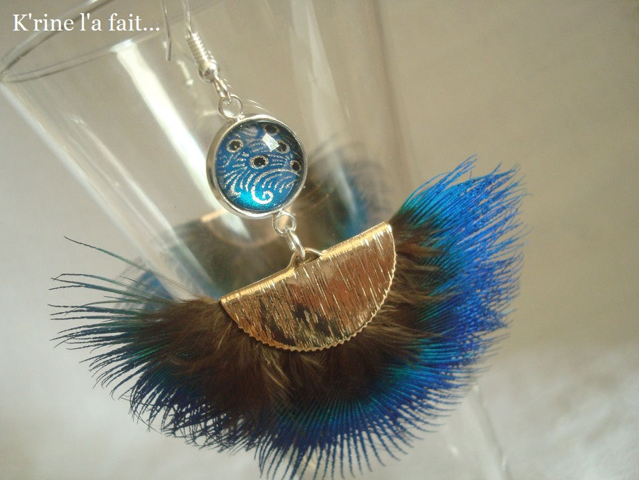 Miniature : Boucles d'oreilles "Paon" :