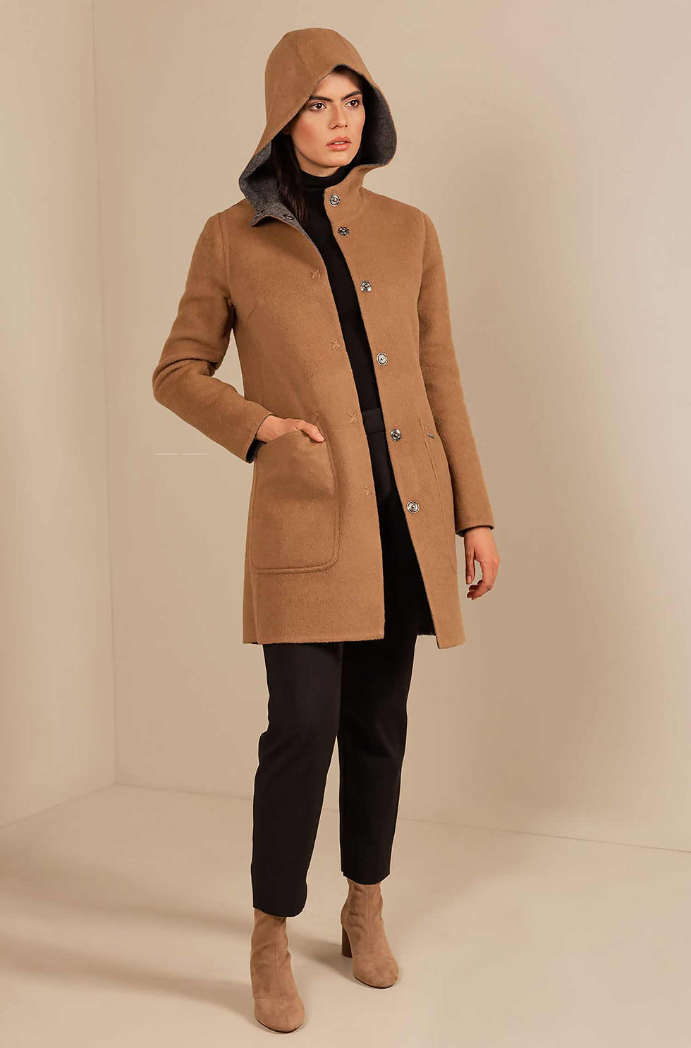 Alpaka Wendebarer Mantel UNO aus Baby Alpaka und Wolle