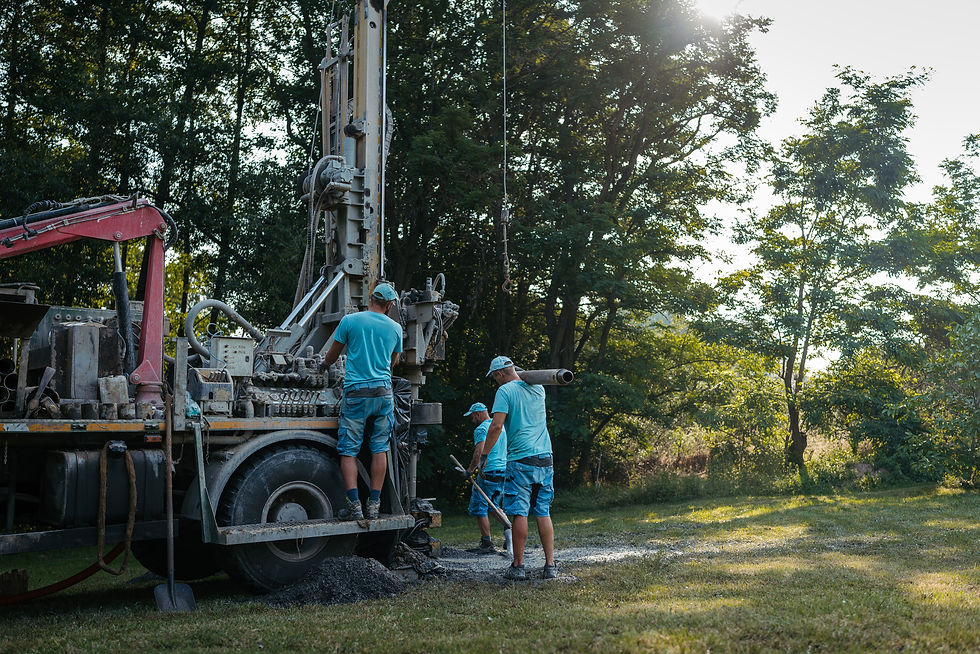 This is a photo of water well drilling project, but the decision to drill, where to drill, and how deep is under the scrutiny of lenders, insurers, and real estate owners/operators.