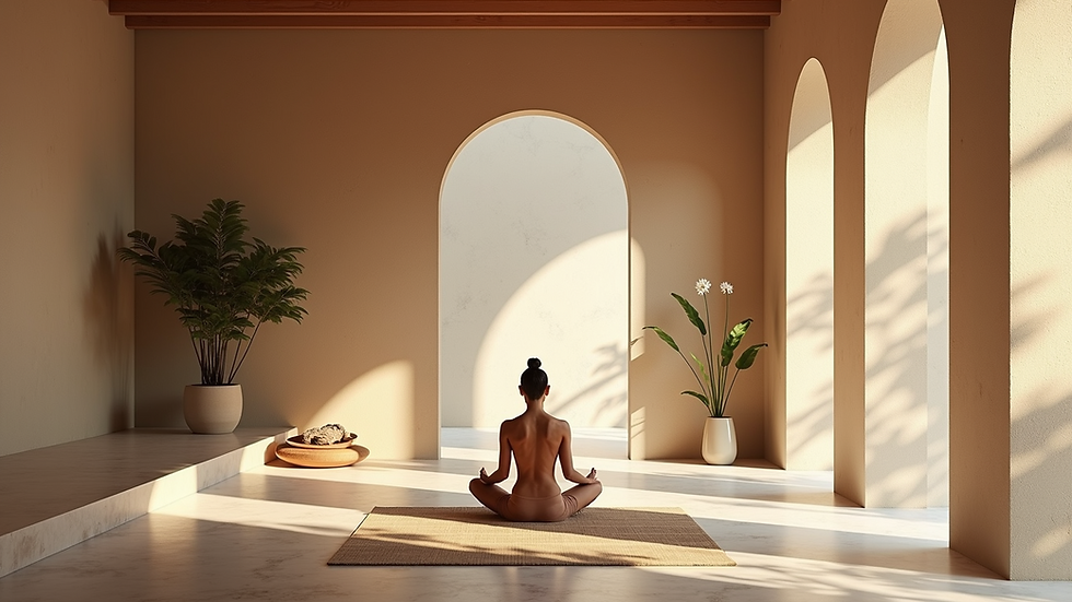 High angle view of a serene meditation space