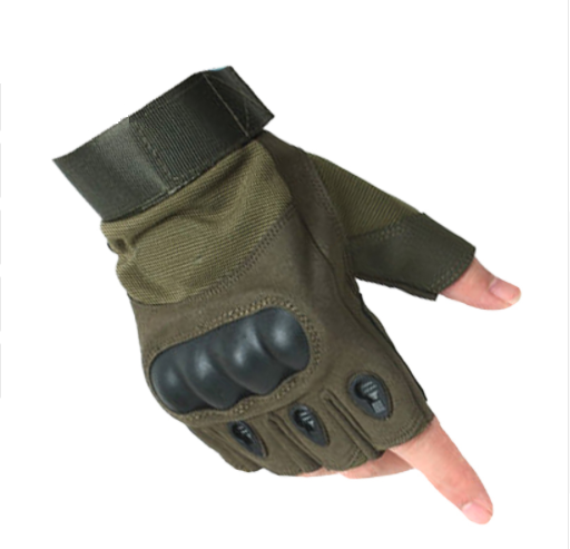 Tactical Gloves (Fingerless) - Hard Knuckle Military Green