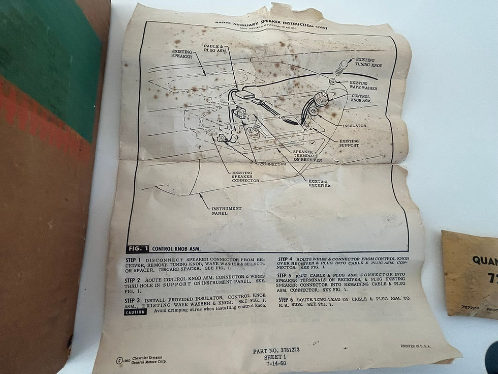 Thumbnail: 1960 Chevrolet Station Wagon Rear Speaker Switch Accessory Kit 988404