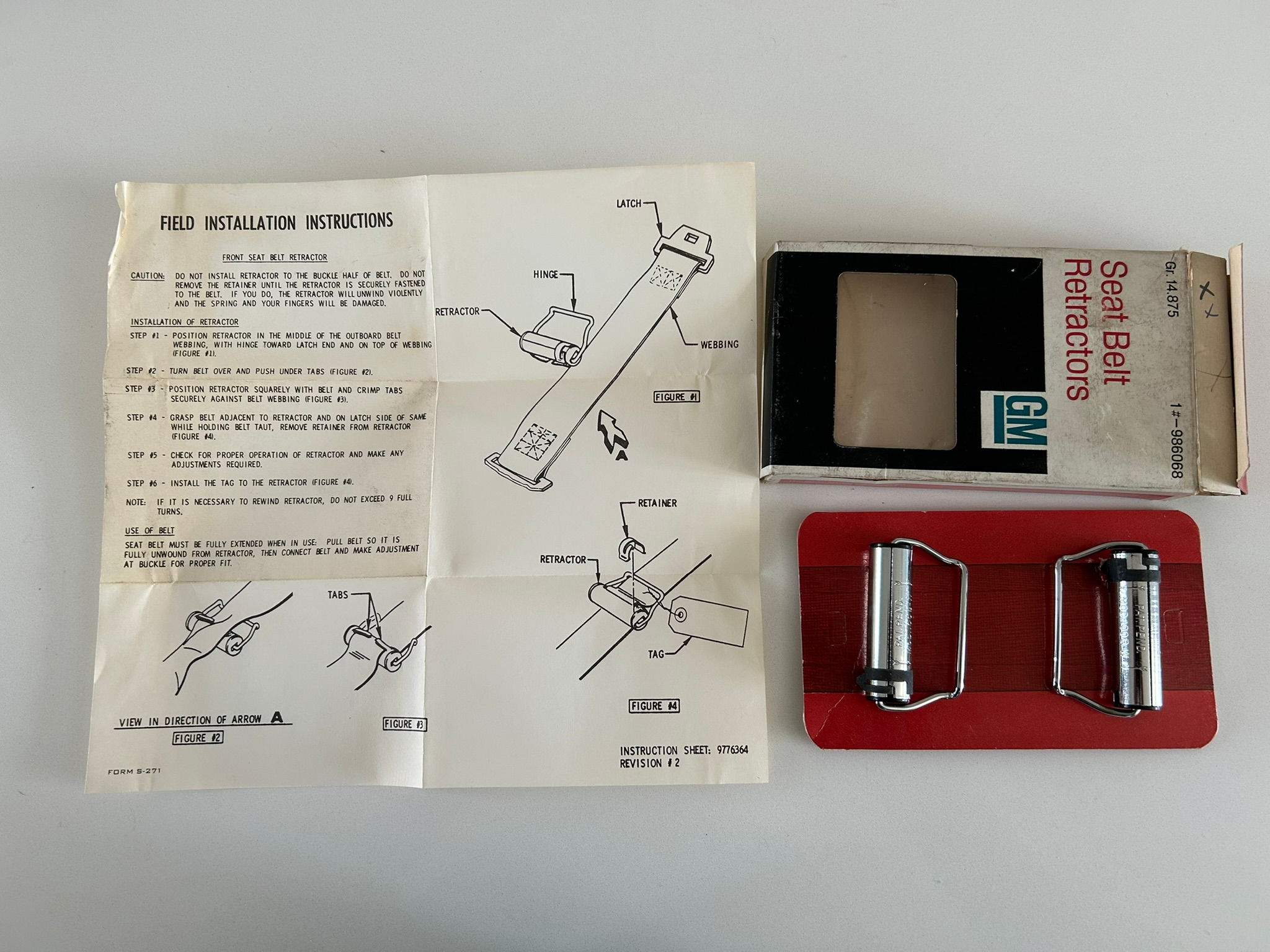 1964-1968 GM All Brands Corvette Seat Belt Retractor PKG Set of 2 986068