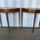 Thumbnail: Beautiful pair of 19th century Italian Walnut Demilune Tables with Inset Marble
