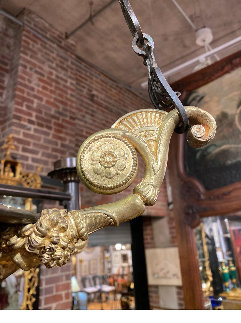 Thumbnail: 19th Century French Empire 3 Light Chandelier Luther Provenance