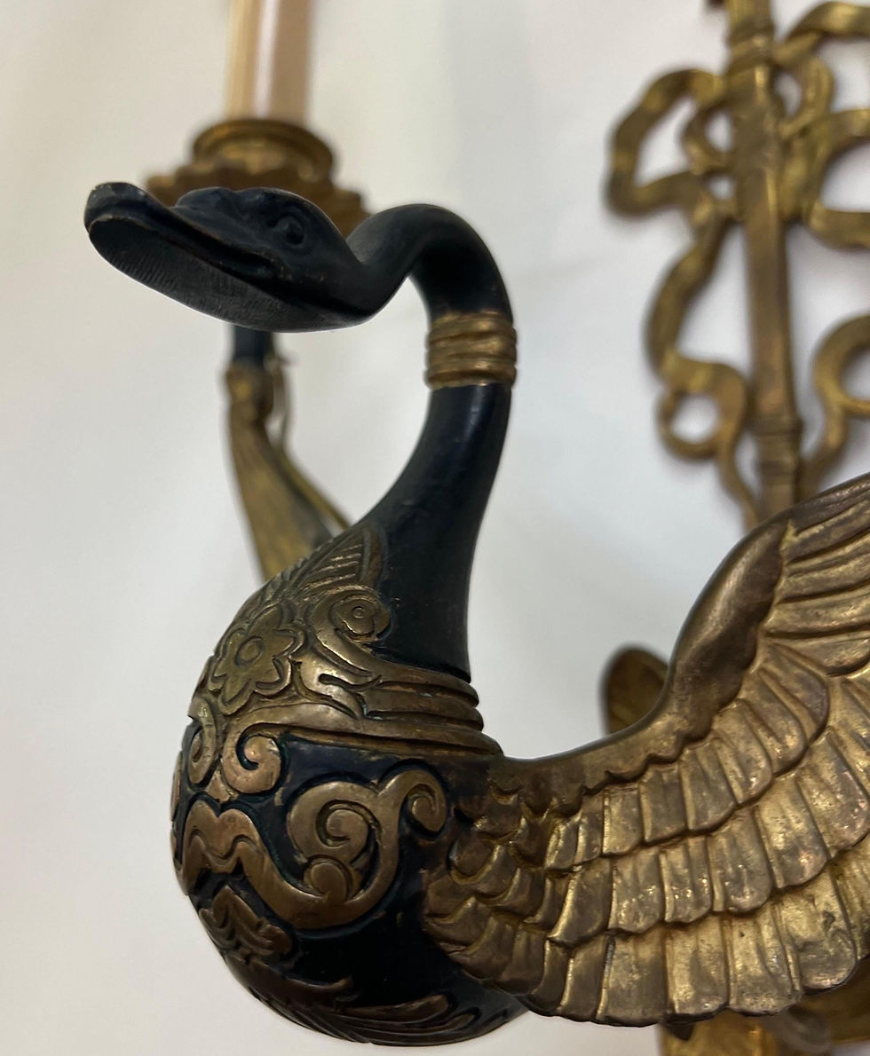 Thumbnail: Fine 19th Century French Neoclassical Swan Form Sconces 2 Pair Available