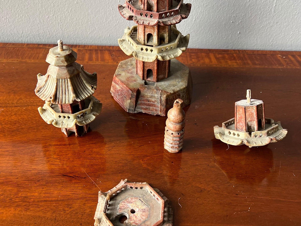 Thumbnail: Hand Carved 19th Century Carved Soapstone Pagoda