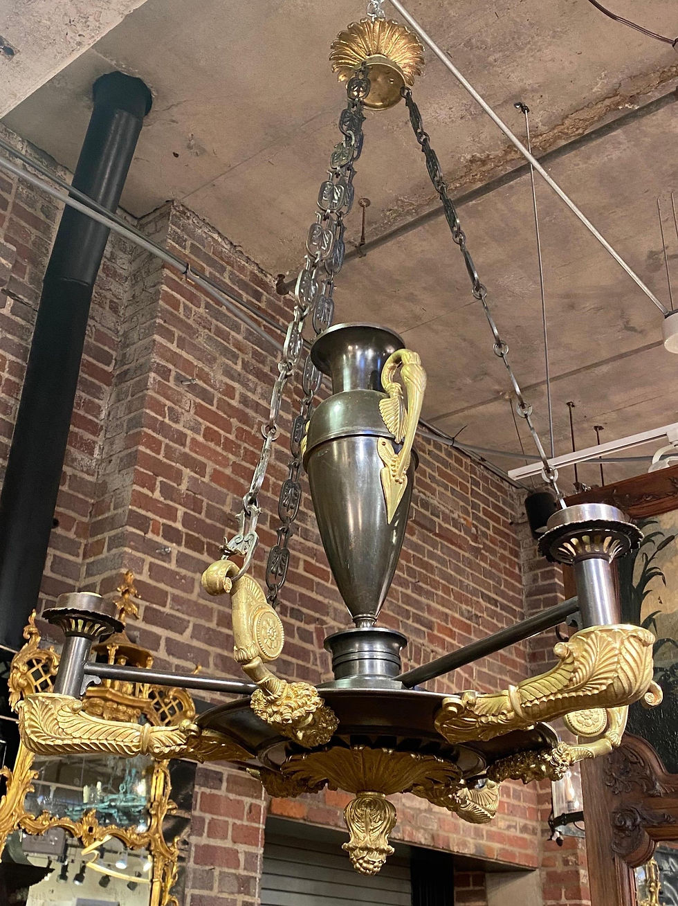 Thumbnail: 19th Century French Empire 3 Light Chandelier Luther Provenance