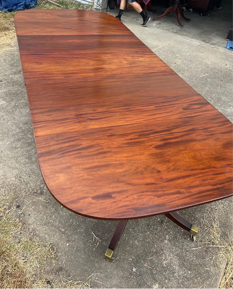 Thumbnail: Very Fine 57" Wide 18th Century Georgian Mahogany Triple Pedestal Dining Table