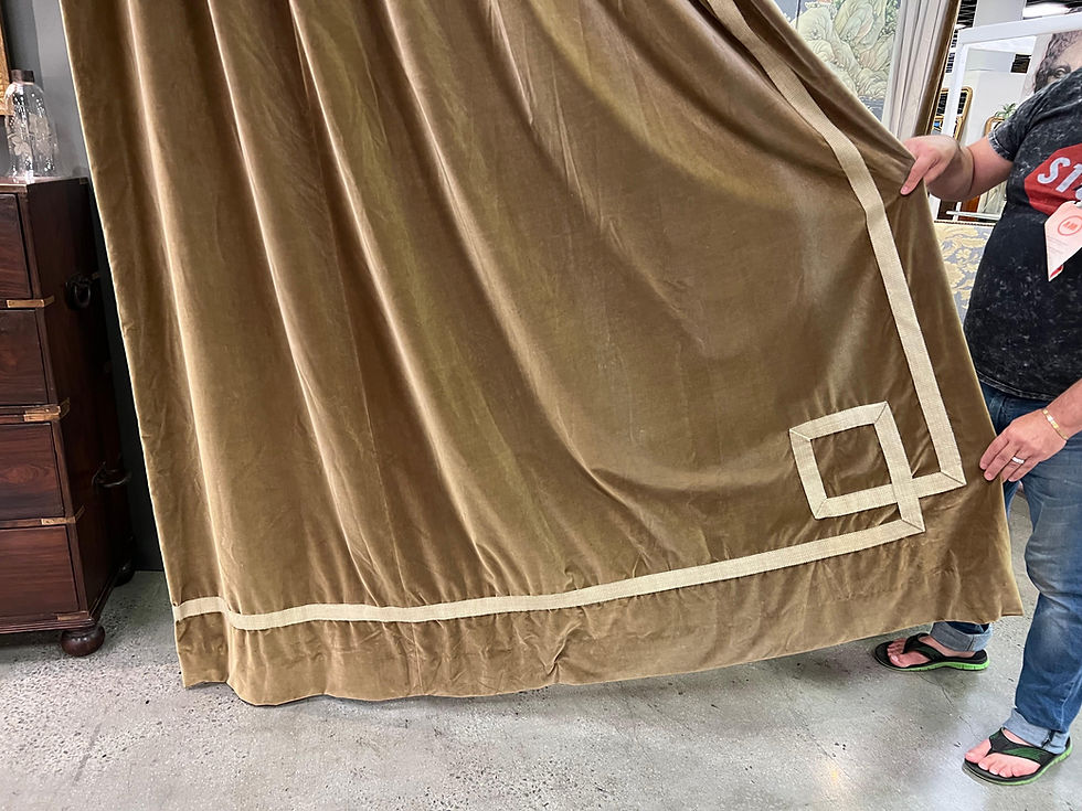 Thumbnail: 10’ Silk Velvet Drapes/Curtains with Greek Key and Backing '2 Pair Available'