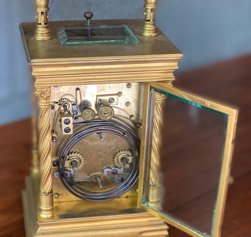 Thumbnail: 1890s Tiffany Gilt Brass Carriage Alarm Clock