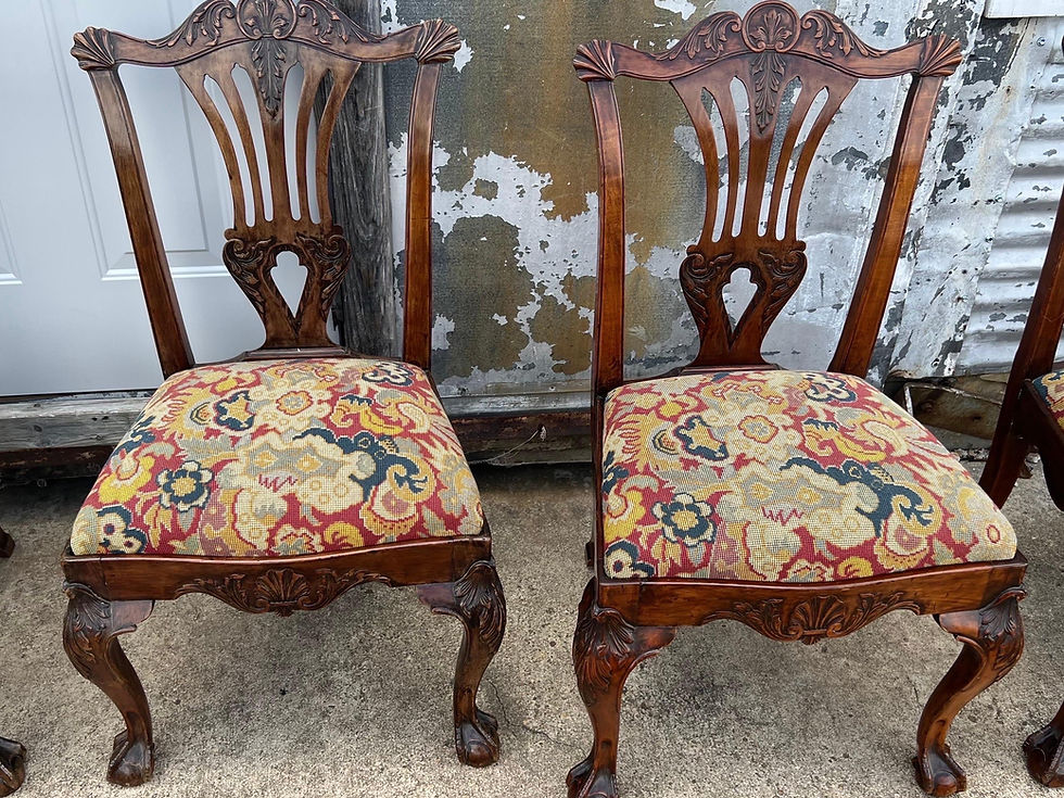 Thumbnail: 12 Irish 19th Century Georgian Dining Chairs with Labels