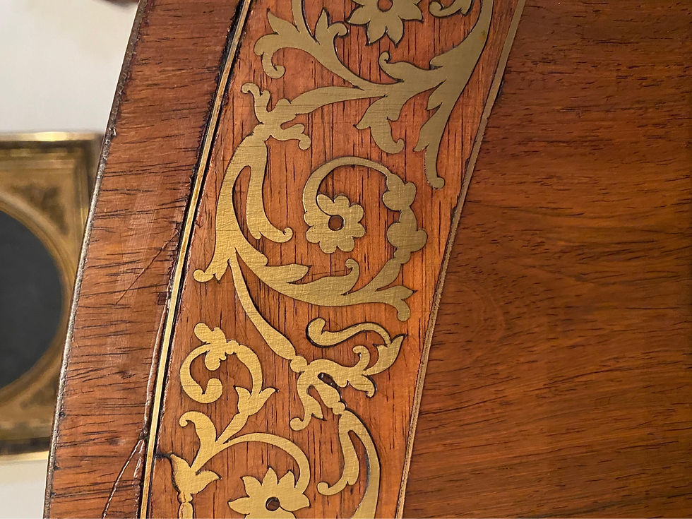 Thumbnail: Fine 19th Century Regency Brass Inlaid Rosewood Center Table with Bronze Feet