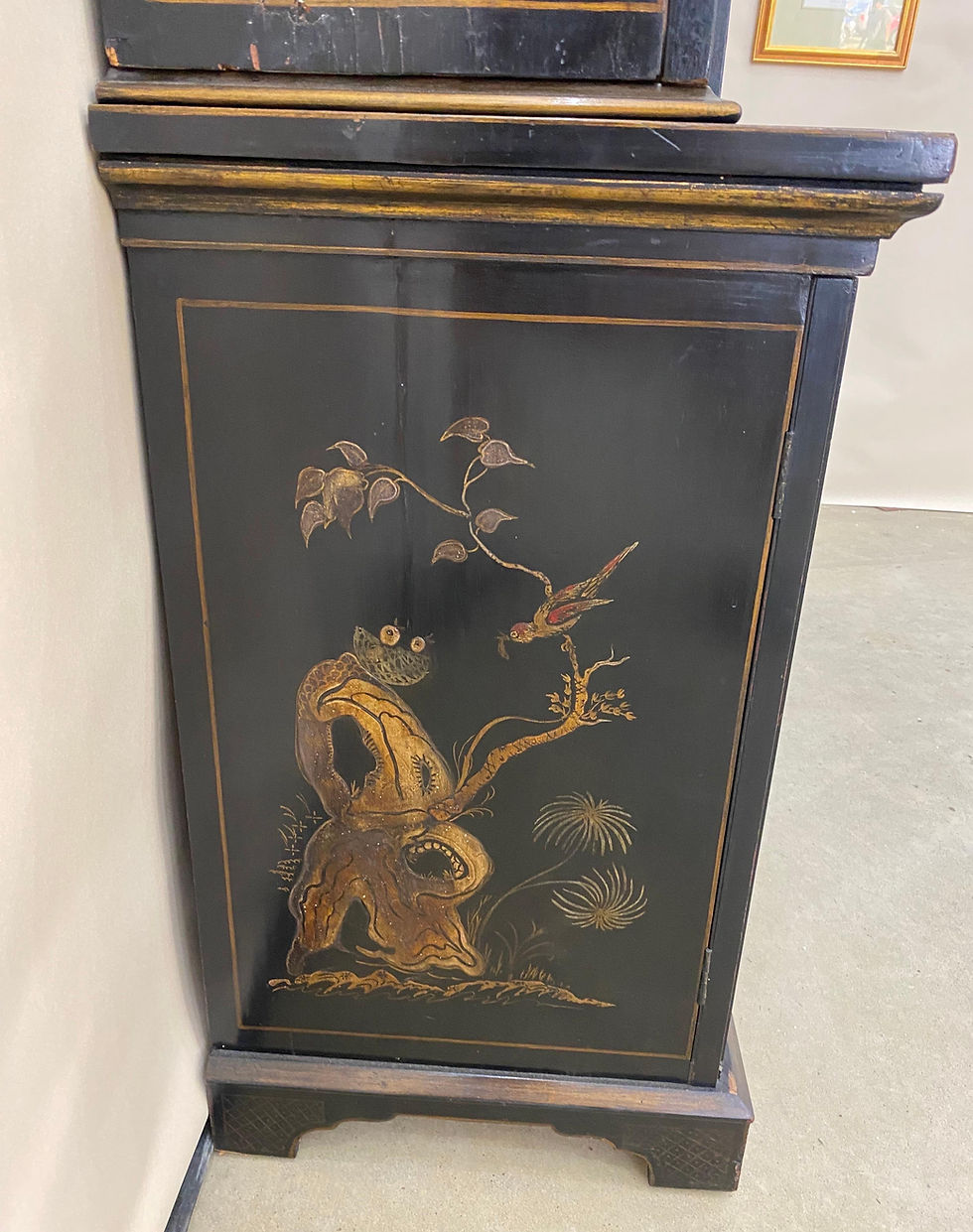 Thumbnail: 19th Century English Chinoiserie Breakfront China Cabinet or Bookcase
