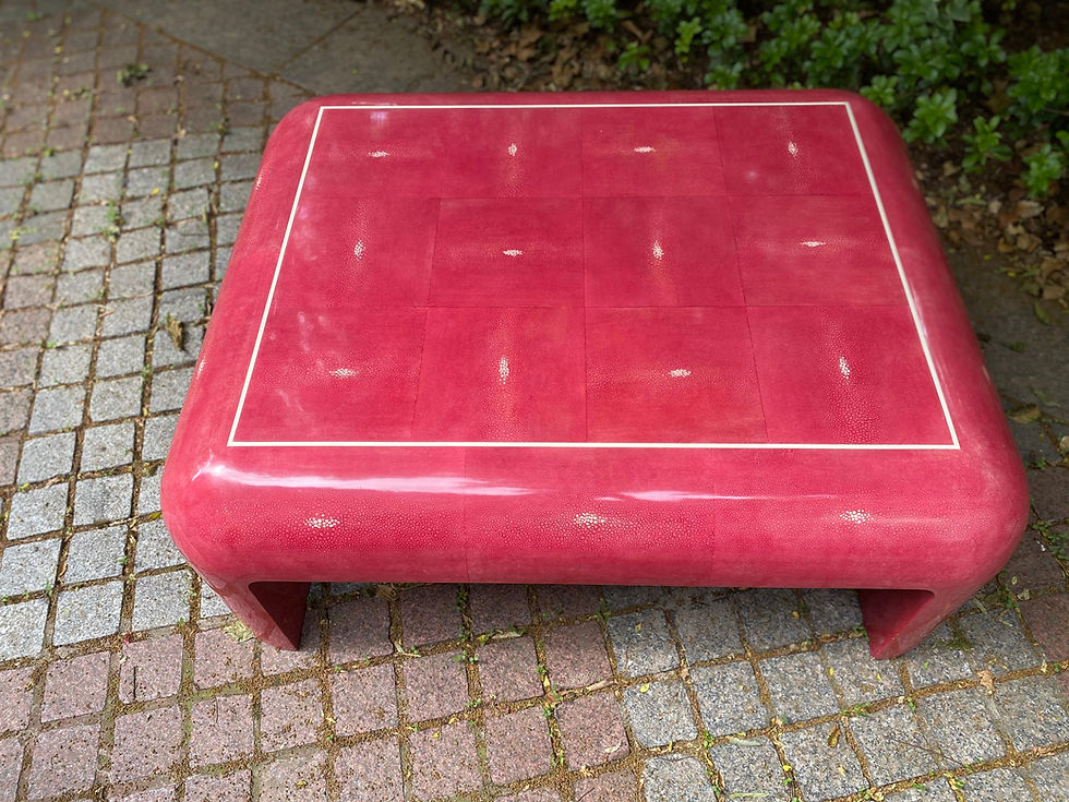 Thumbnail: Mid Century Modern Karl Springer Pink Faux Shagreen Coffee Table