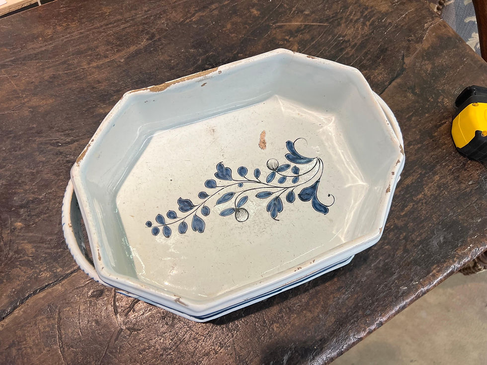 Thumbnail: 18th Century French Faience Footed Bowl with Handles