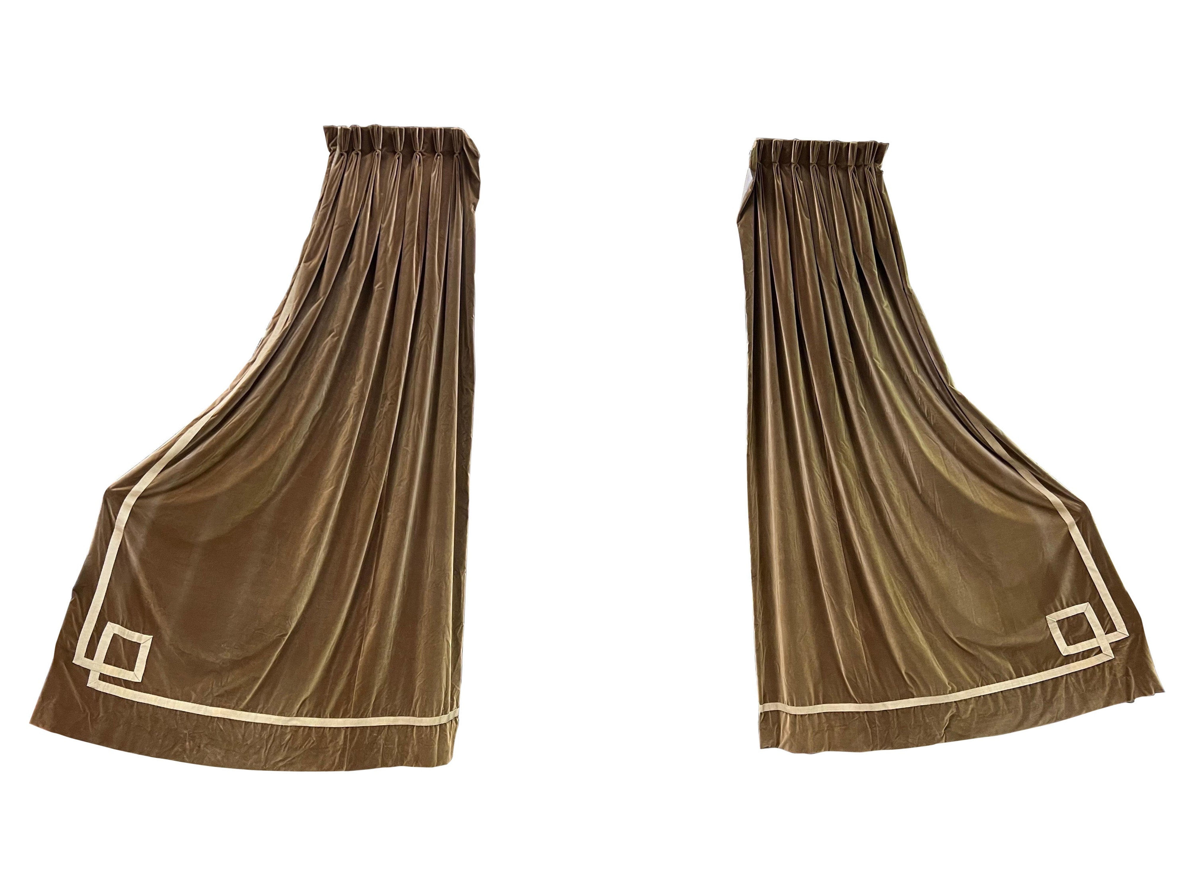 10’ Silk Velvet Drapes/Curtains with Greek Key and Backing '2 Pair Available'