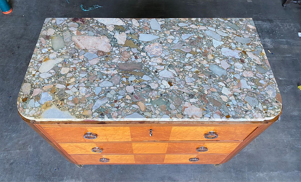 Thumbnail: French Art Deco Marble Top 3 Drawer Chest