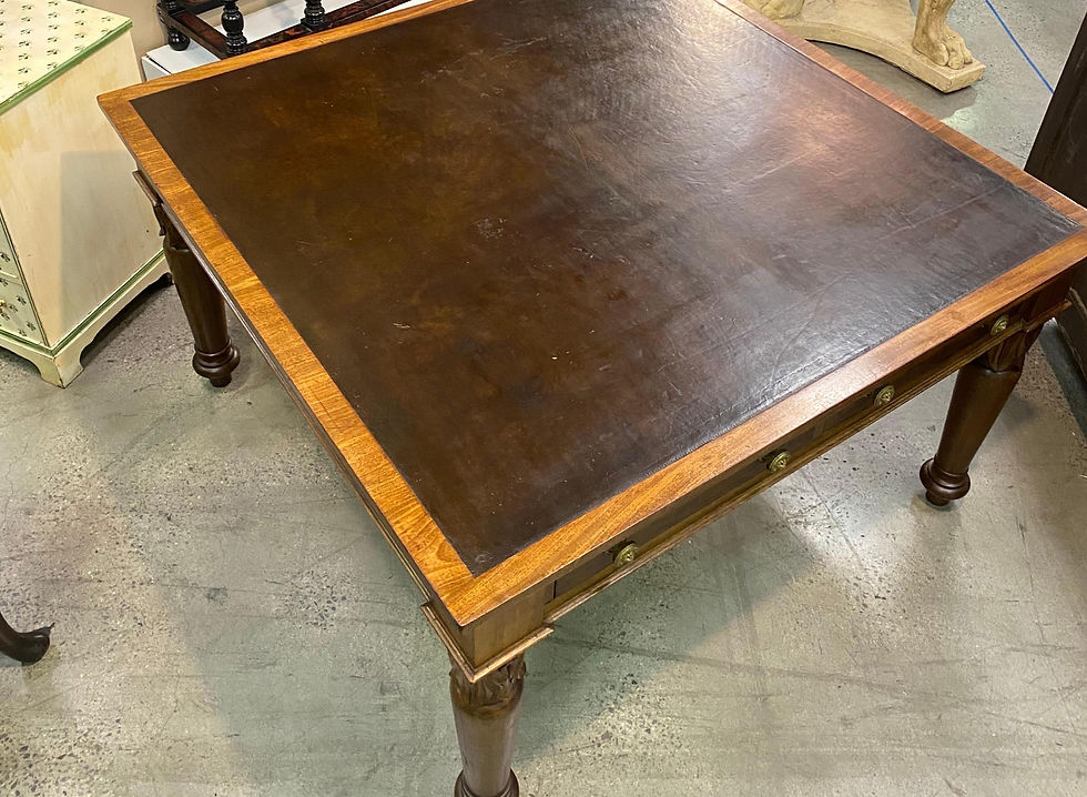 Thumbnail: 19th Century English Mahogany and Leather Partners Writing Table