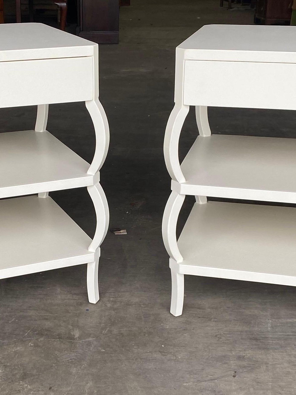 Thumbnail: Custom Artisan Made Hand Painted Textured One Drawer Side Tables