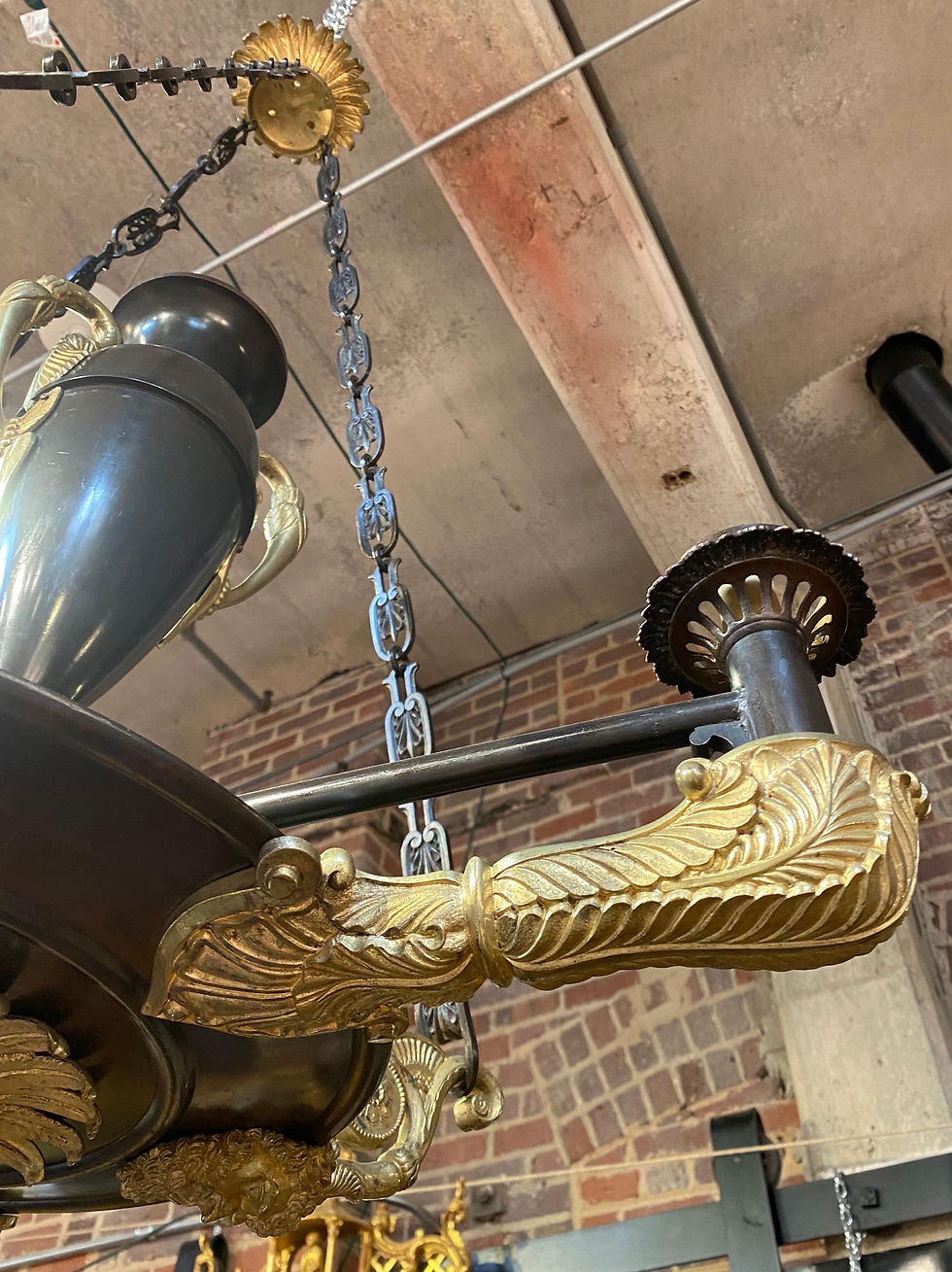 Thumbnail: 19th Century French Empire 3 Light Chandelier Luther Provenance
