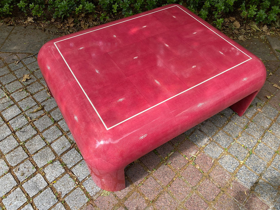 Thumbnail: Mid Century Modern Karl Springer Pink Faux Shagreen Coffee Table