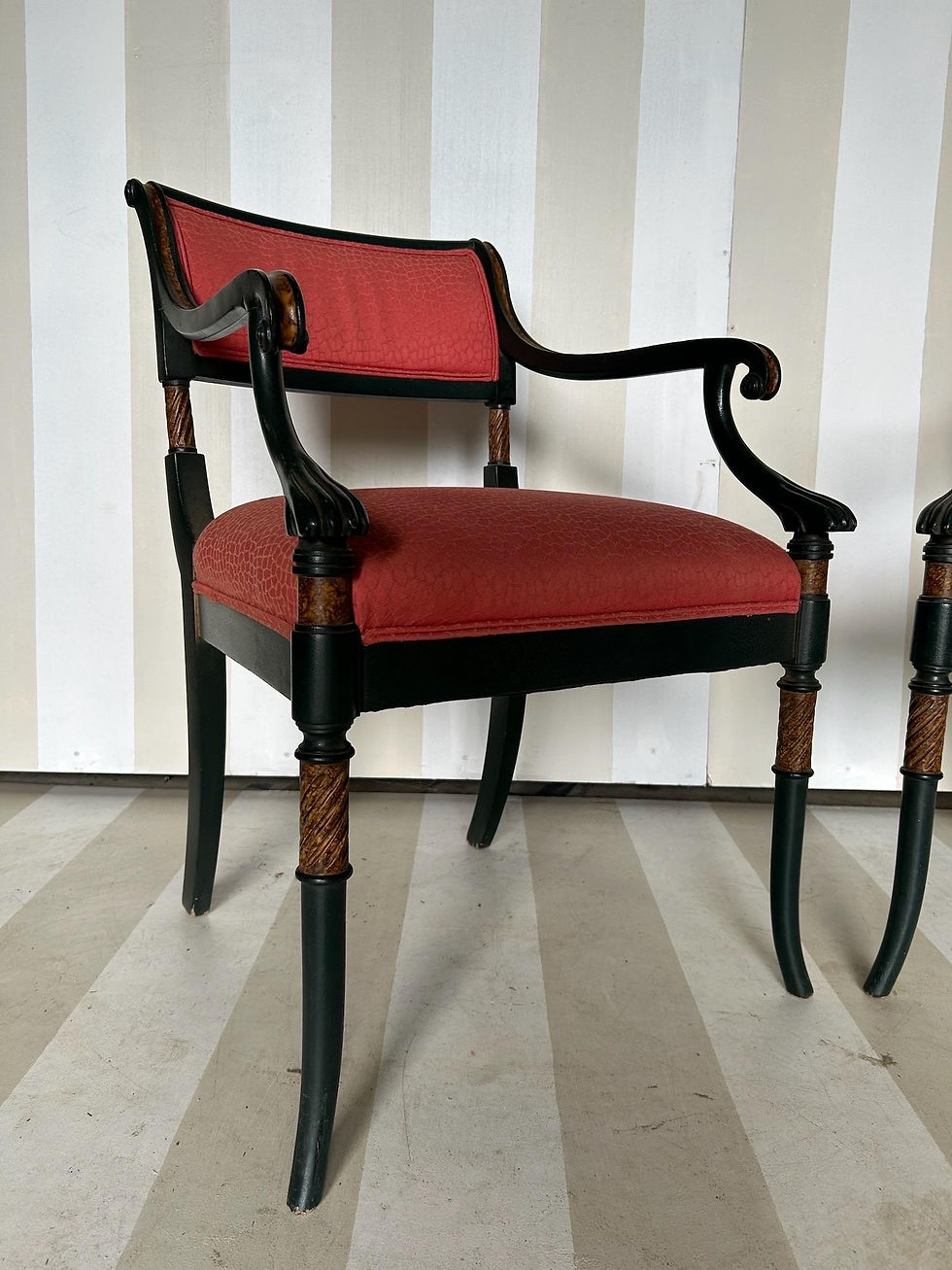 Thumbnail: Chic pair of regency style armchairs