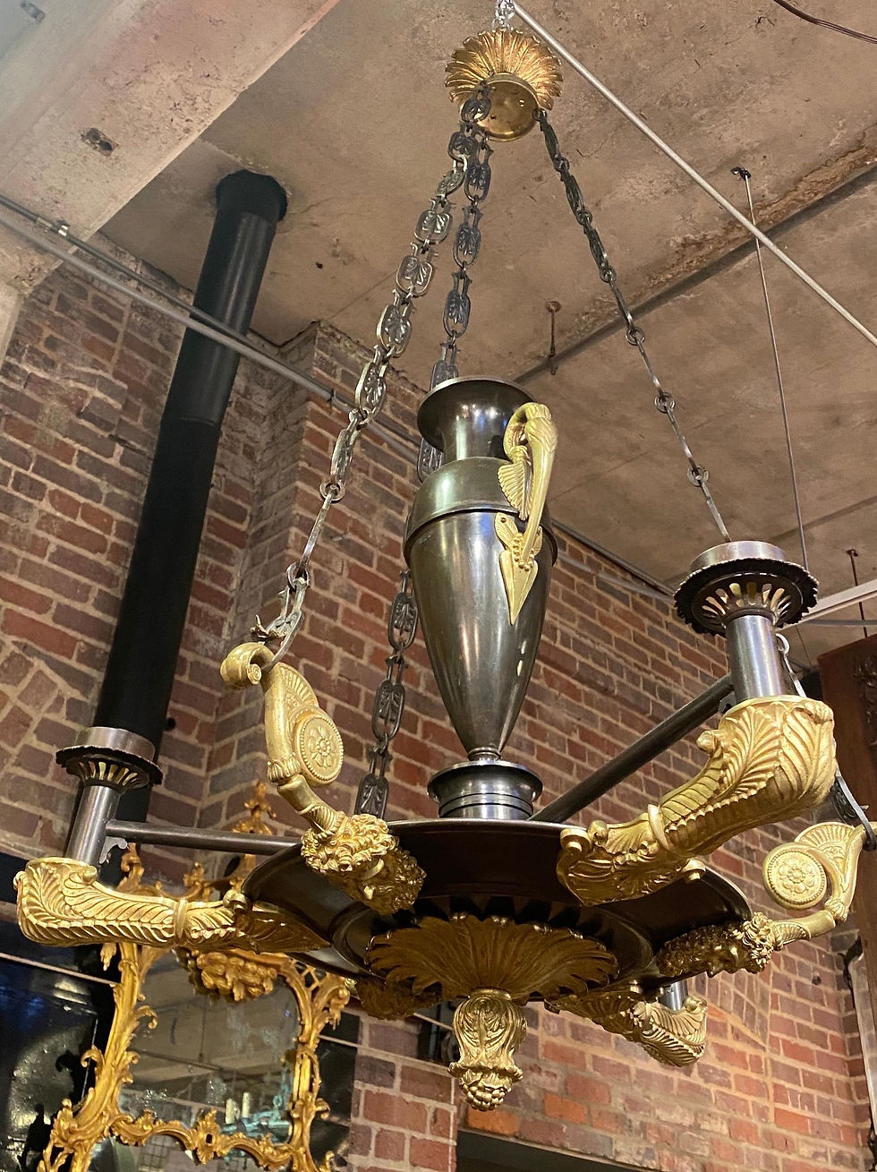 Thumbnail: 19th Century French Empire 3 Light Chandelier Luther Provenance