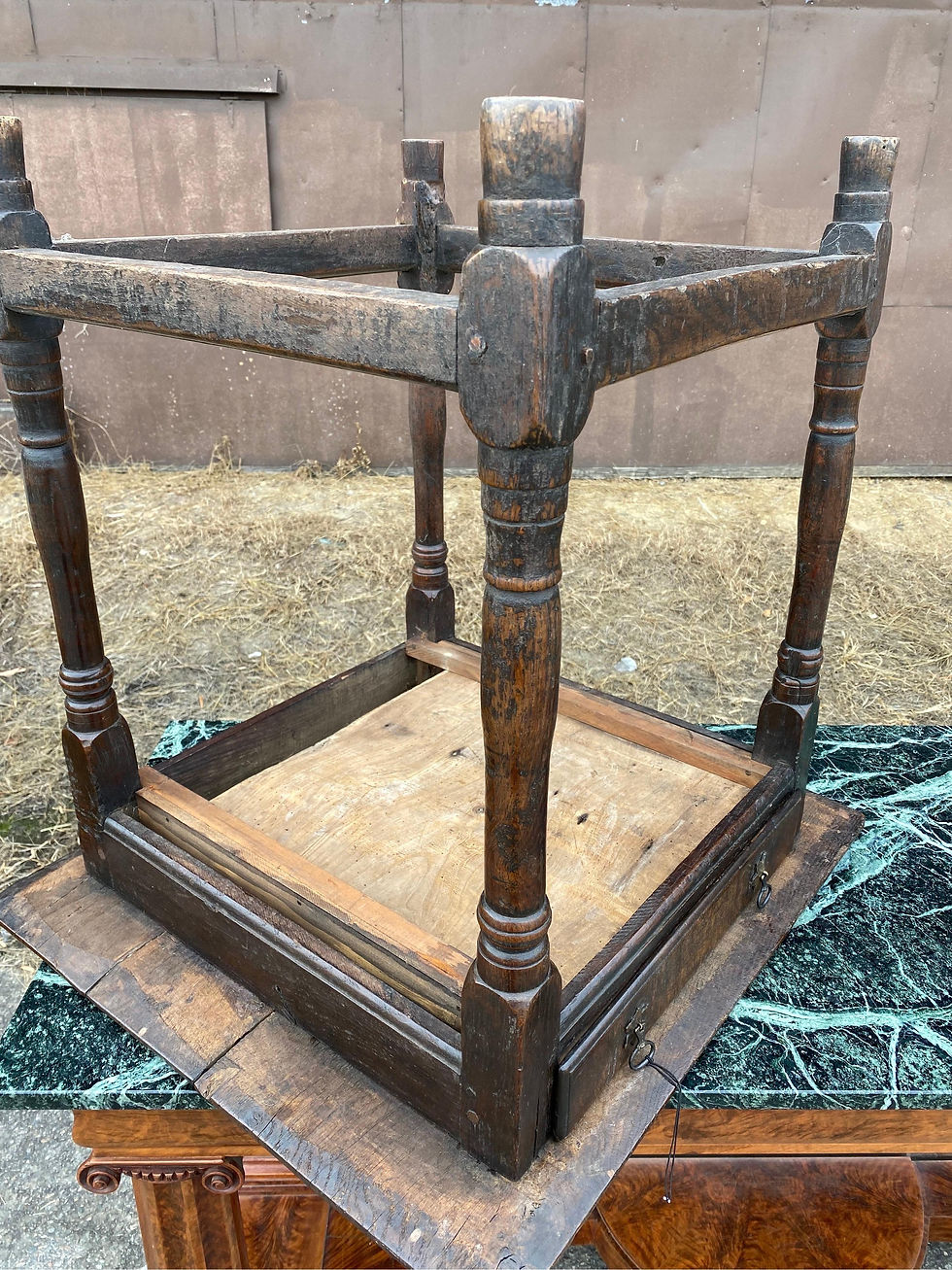 Thumbnail: Very Early 18th Century English Oak Joint Table with Drawer