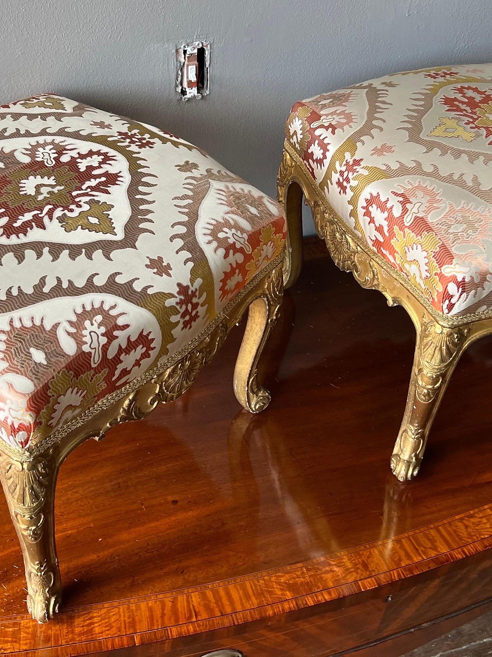 Thumbnail: Fantastic Pair of 18th-19th Century Gold Gilt French Stools