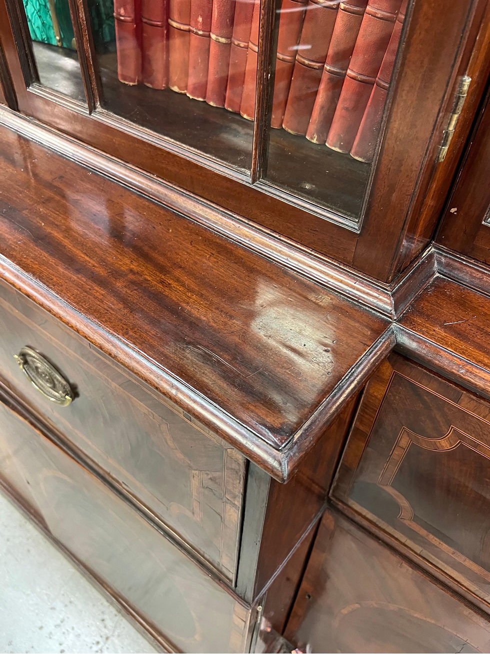 Thumbnail: 18th Century Georgian Period Mahogany Breakfront Bookcase with Secretary Desk