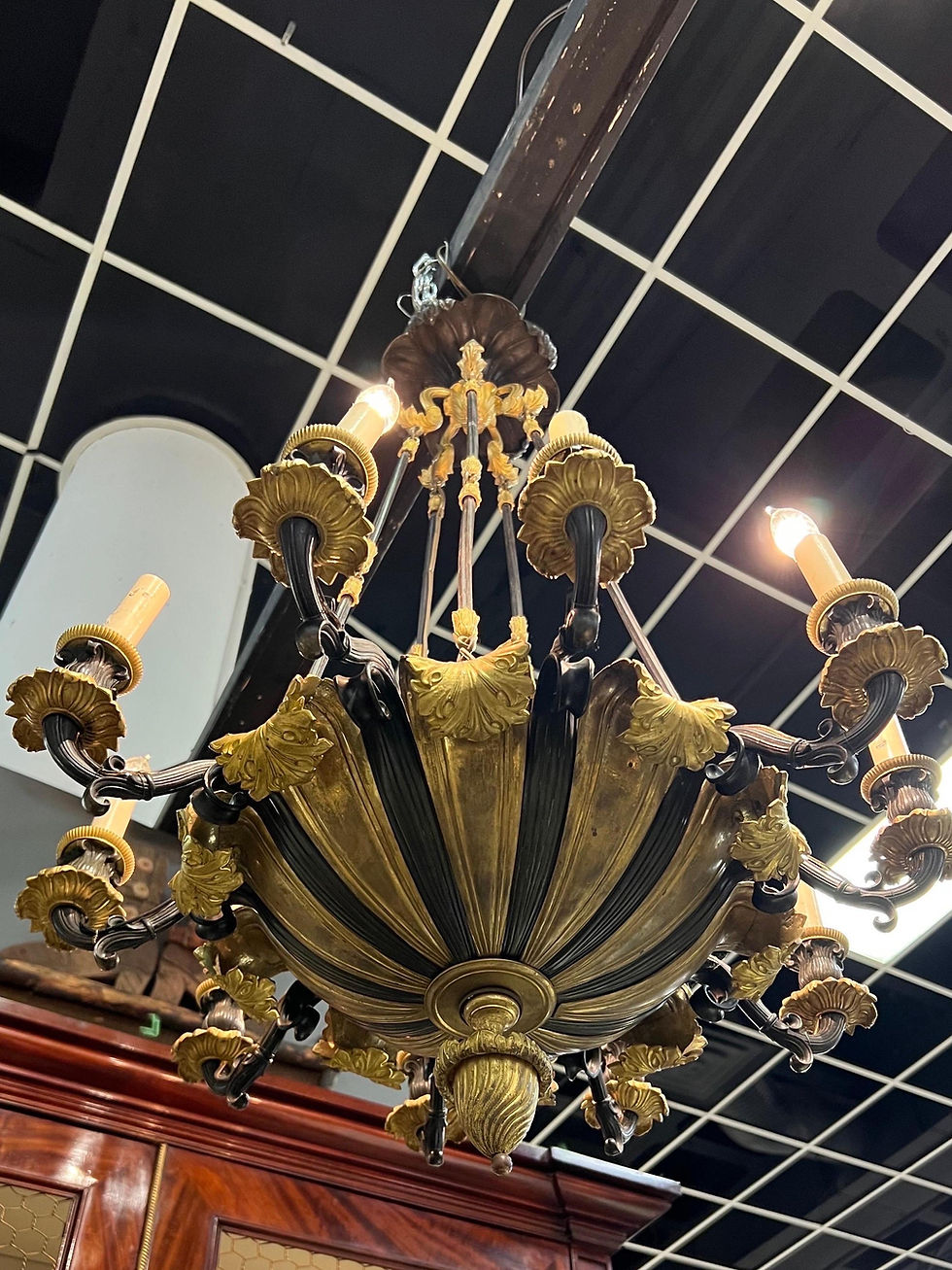 Thumbnail: Very Fine 19th Century French Empire Bronze Chandelier