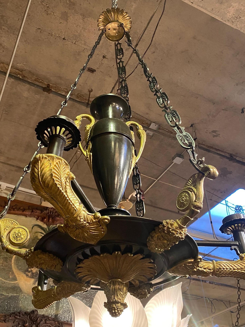 Thumbnail: 19th Century French Empire 3 Light Chandelier Luther Provenance