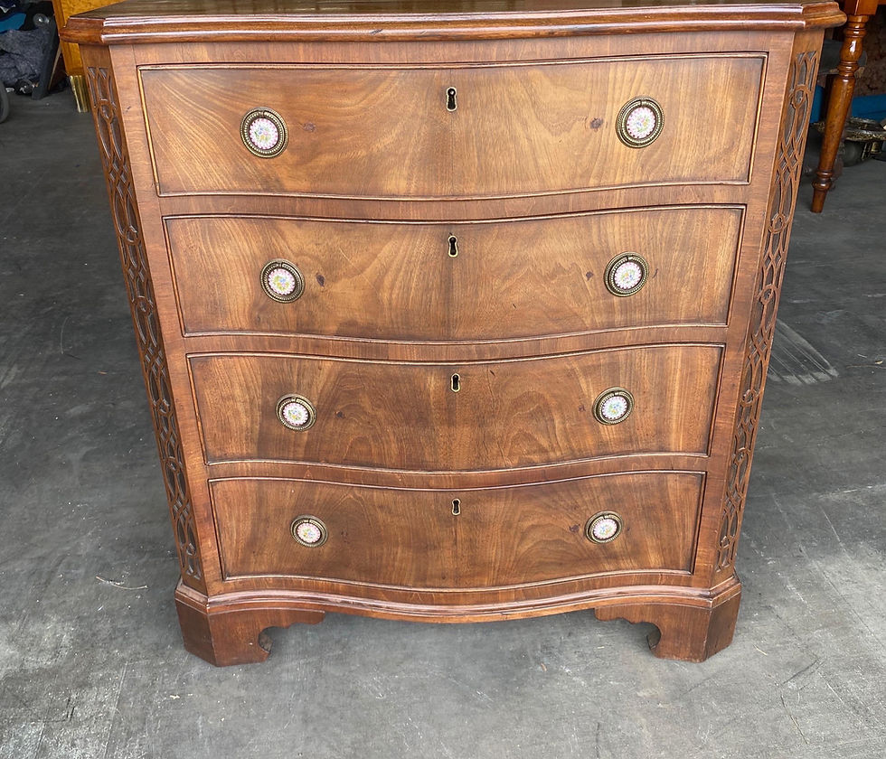 Thumbnail: Late 18th-early 19th Century Petite Serpentine Georgian Mahogany Dressing Chest
