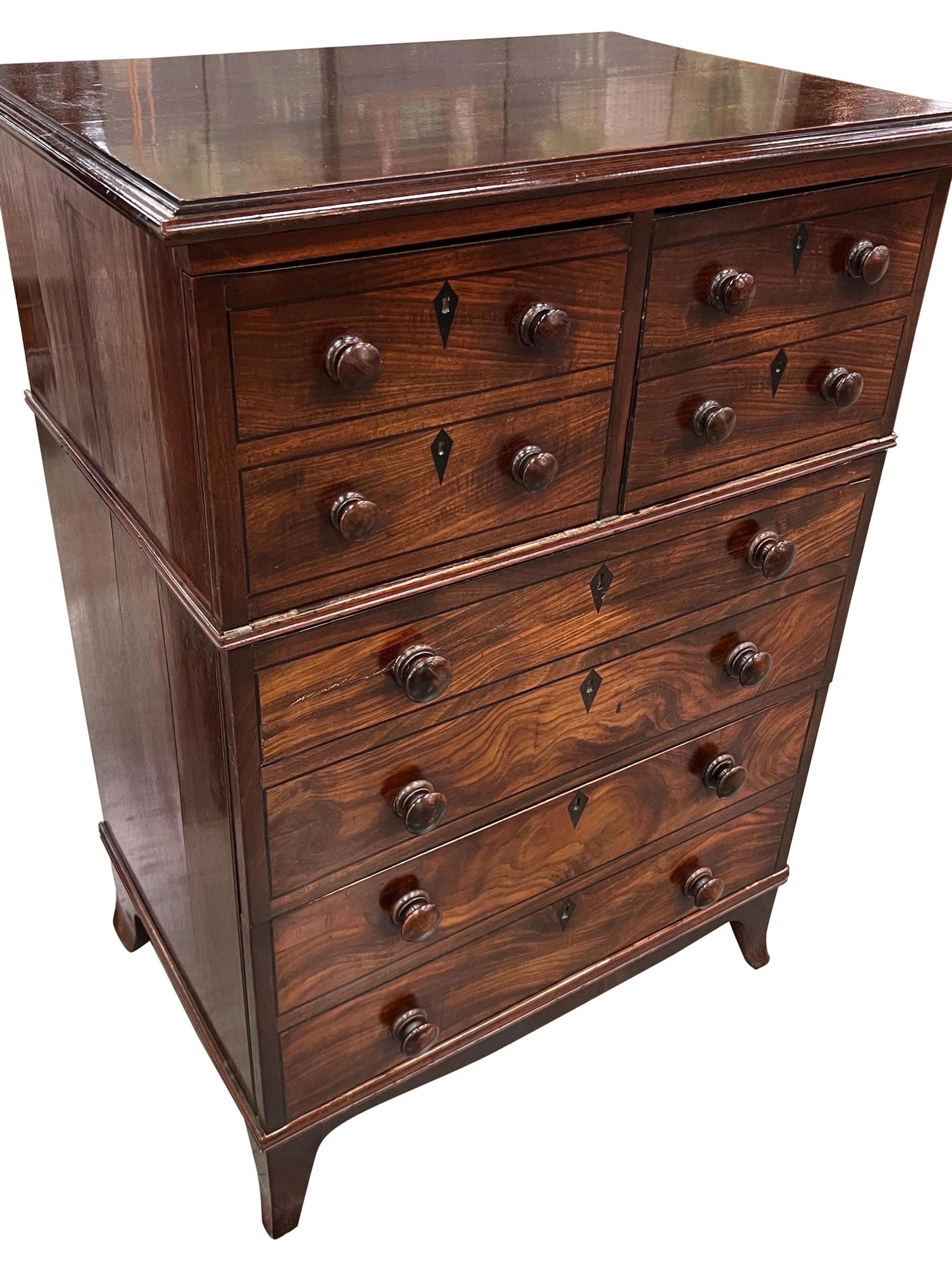 English Regency Mahogany Chest with Ebonized Details