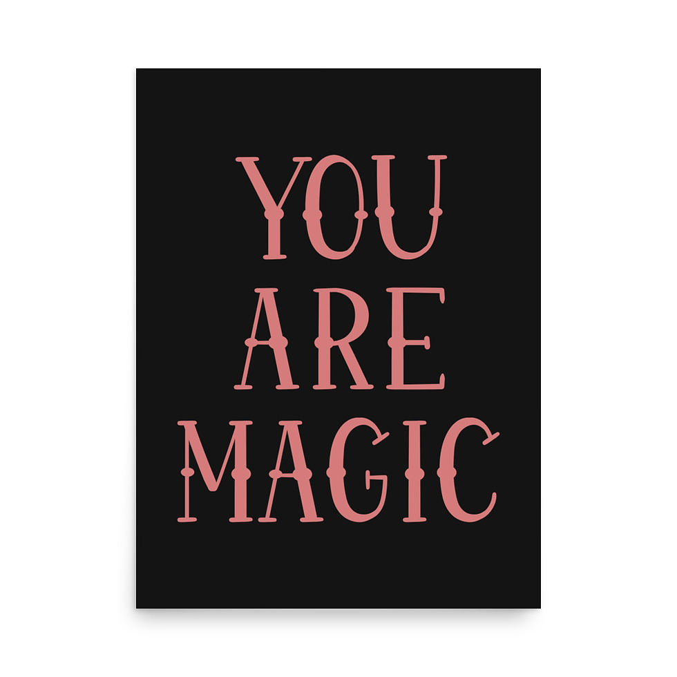 Pink Black You Are Magic Art Print Dark Typography Witchcore Wall Art