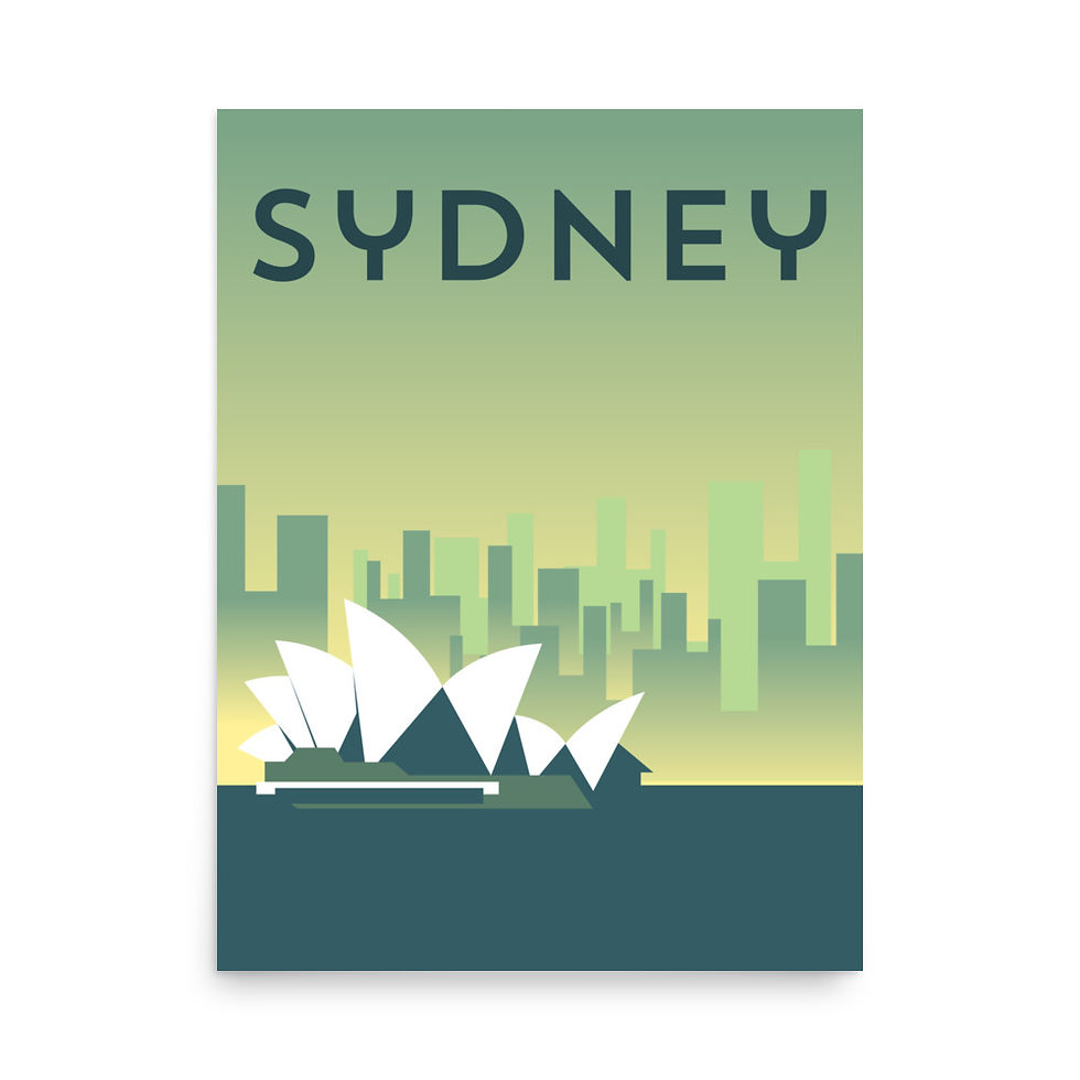 Green Sydney Landmarks Art Print Modern Location Destination Opera House wall art